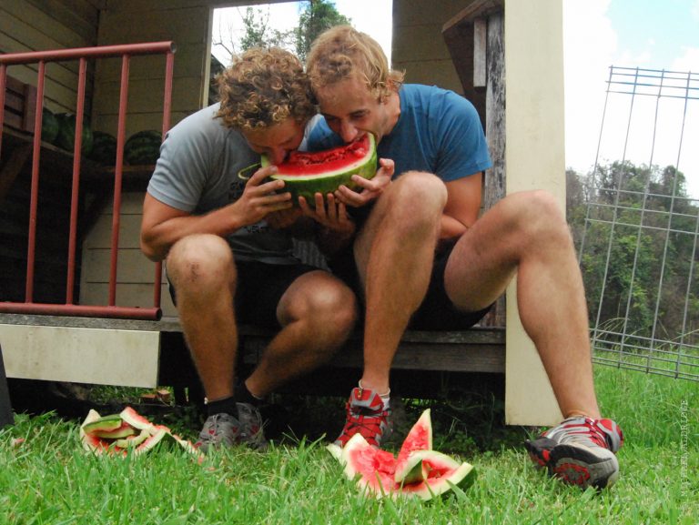 Watermelon Feast at the end of a long bike ride