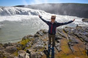 Dora at Gullfoss Waterfall, Iceland