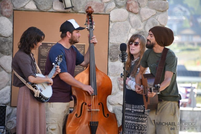 The MetroKnomes band performing in Sun Peaks Resort. BC