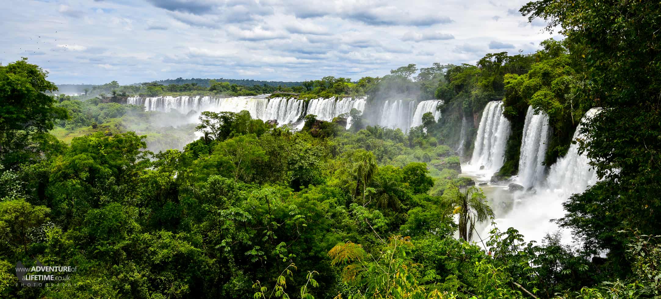 Argentinean Panoramic of Iguassu Falls through the Jungle.