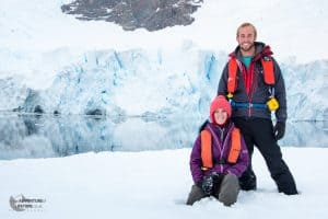 Michael & Dora Aldridge in Andvord Bay, Antarctica