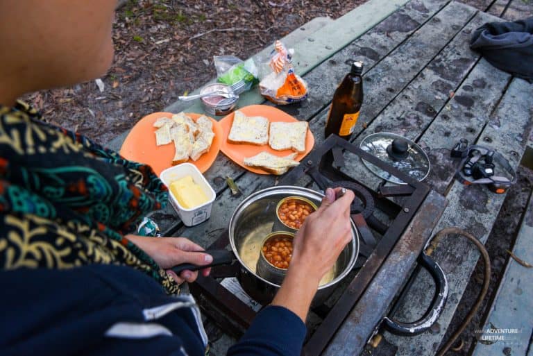 An early dinner on Fraser Island