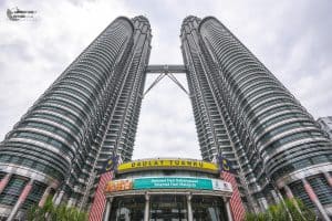 A view of the Petronas Towers from the bottom