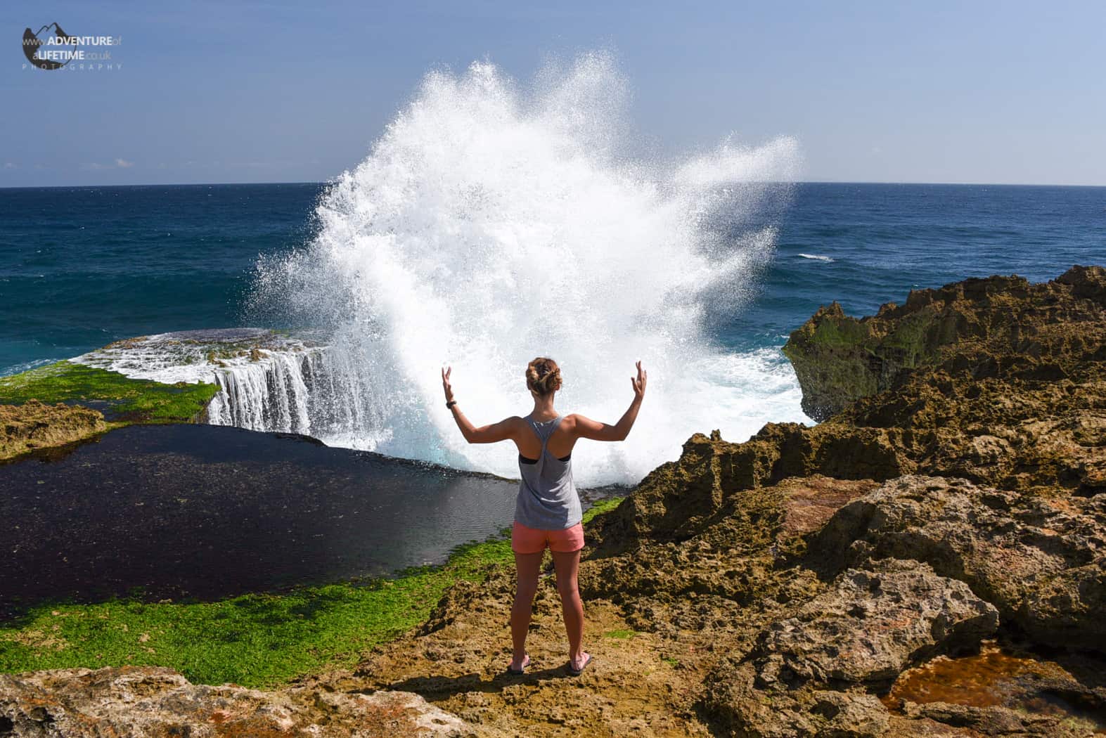 Dora commading the water at Devils Tears, Bali