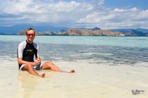 Michael on the beach at Kanawa Island